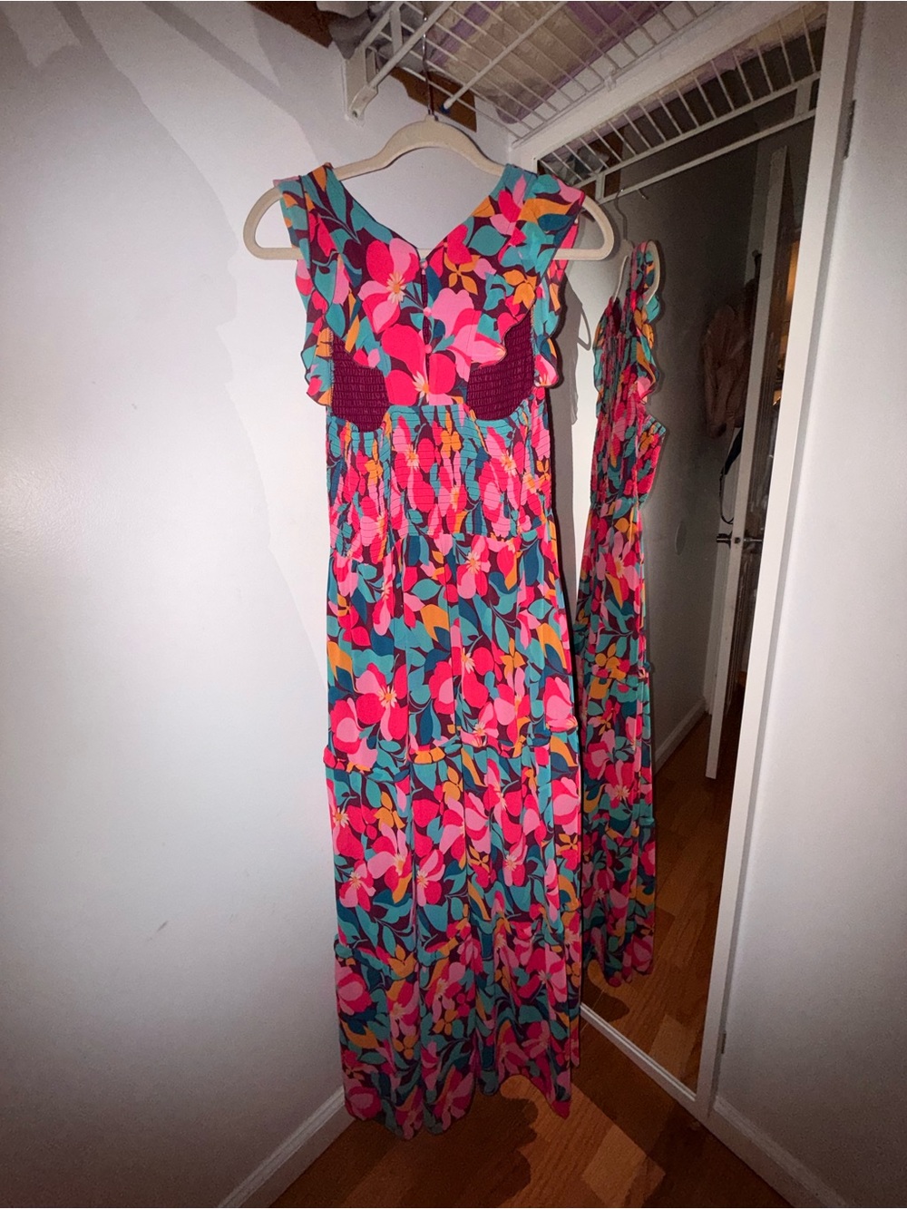 Floral Maxi Dress in Pink & Teal - Picture 3 of 5